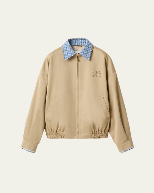 Check Collar Bomber Jacket